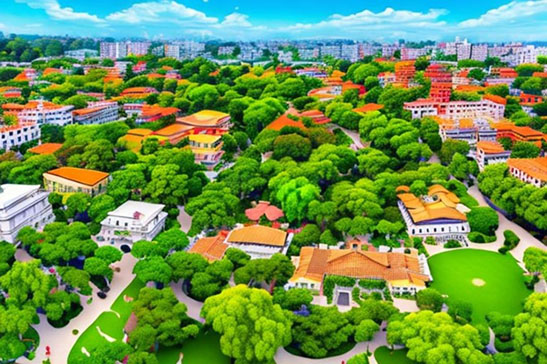 gambar drone dari kota positif yang dihasilkan dari alam